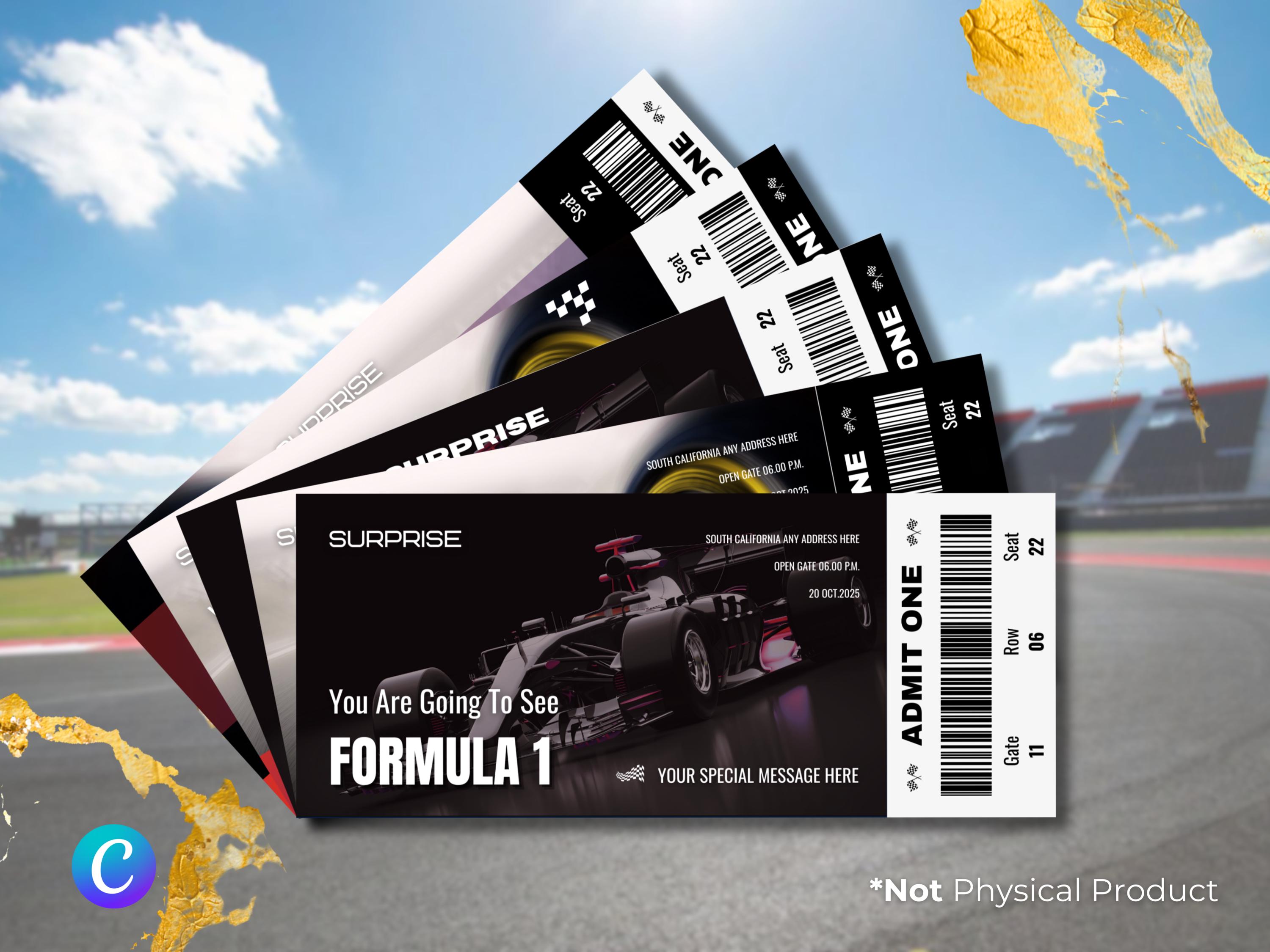 Formula Car Racing Ticket Template: Editable Motorsport Event Pass ...