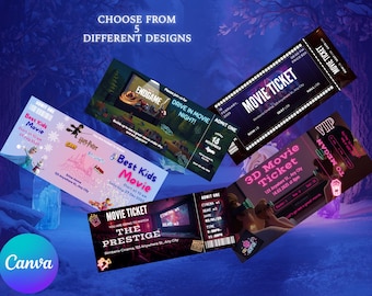 Editable Movie Night Ticket Templates: Cinema Event Pass Set (Instant Download)