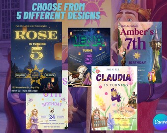 Rapunzel Birthday Invitation: Tangled Princess Party (Editable Digital Download)