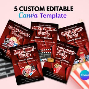 Movie Night Birthday Invitation – Custom Cinema Pass Invitation | Printable Film Party Invite (Instant Download)