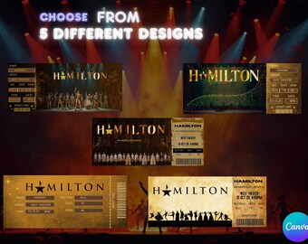 Hamilton Broadway Ticket Bundle – 5 Editable Musical Party Invitations | Printable Theatre Pass Set (Instant Download)