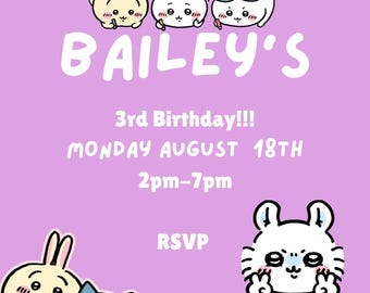 Chiikawa Birthday Invitation