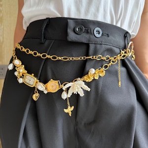 Large Chunky Gold Chain Waist Belt with Large Heart Dangle 71SQxkUvhJL._AC_UY1000_.jpg main image 2
