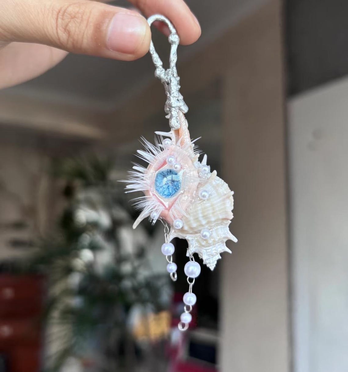 Embroidered Keychains Punk Punk Blue Eye Keychain,creative Shell Bag Charm, Evil Eye Keychain ...