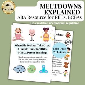 Meltdowns Explained: RBT-Leitfaden, BCBA-Ressource, ABA-Tool, Elternschulungshandouts (8 Seiten)