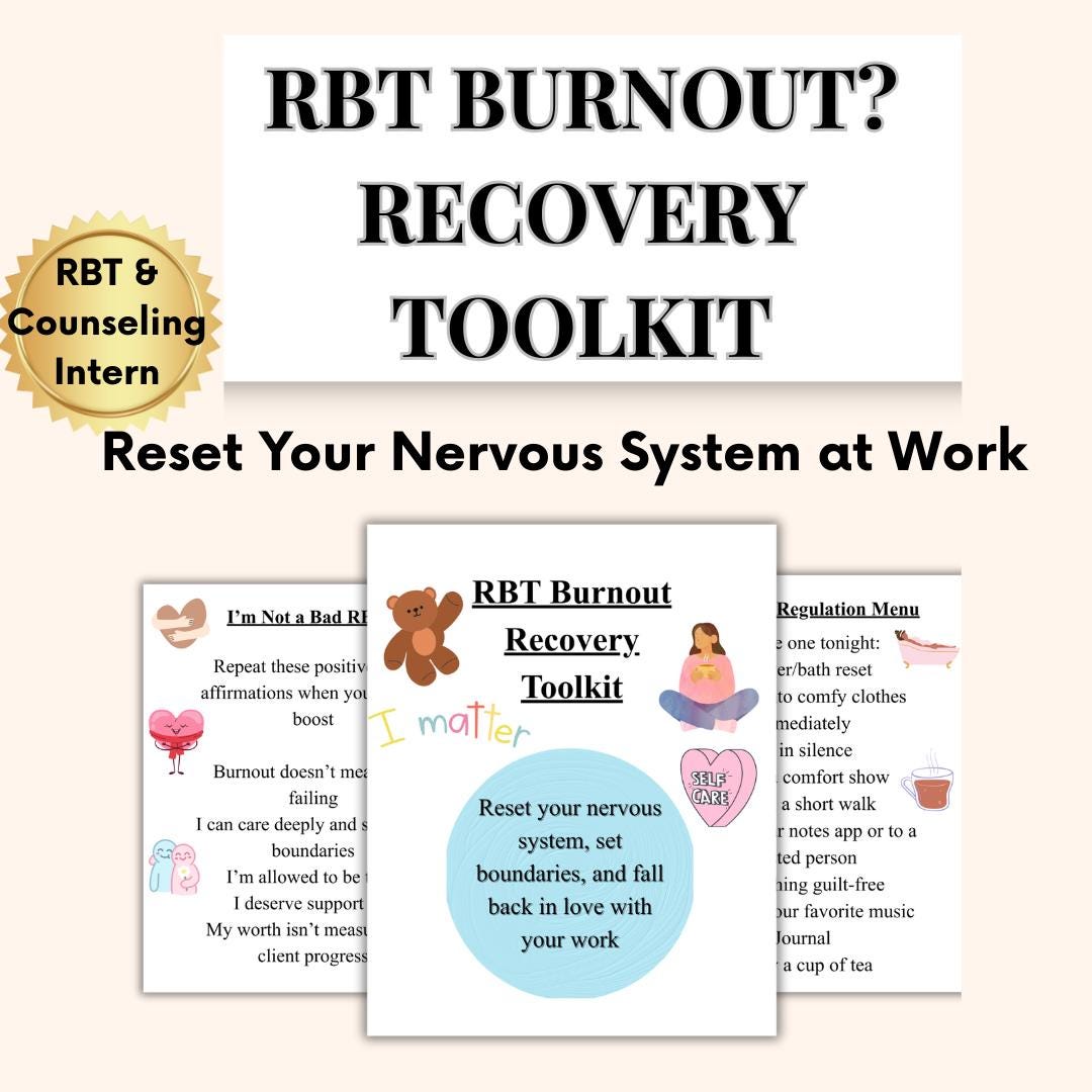 RBT Burnout Recovery Workbook, ABA Therapist Self-care, Boundaries ...