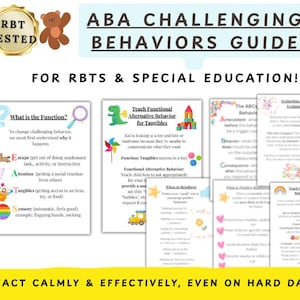 ABA Challenging Behaviors Guide: Function Based Strategies to Reduce Problem Behaviors, ABC (12 Pages)