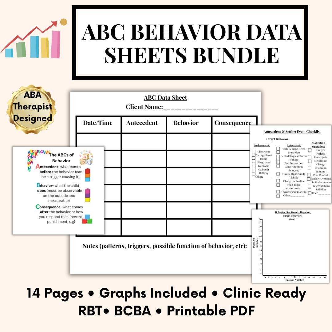 ABC Behavior Data Sheets Bundle & Graphs/ ABA Therapy Resources ...