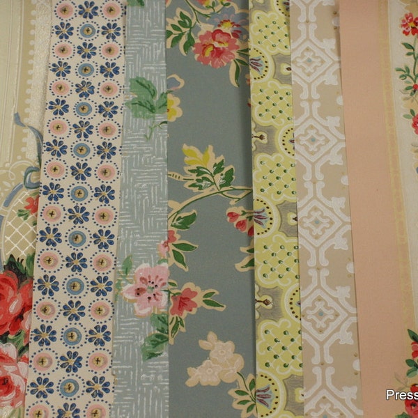 Vintage Wallpaper Sample Collage Pack (12 Sheets, 8 1/2 in. x 10 1/2 in.)