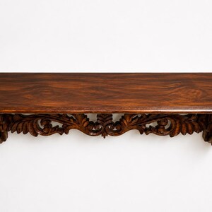 Antique Hand-Carved Wooden Wall Shelf for Living Room, Bedroom & Office image 2