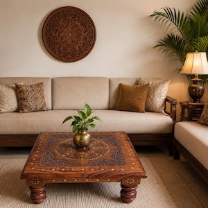 Vintage Hand Carved Rosewood Coffee Table | Low Wooden Table | Bohemian Living Room Decor | Handmade Furniture