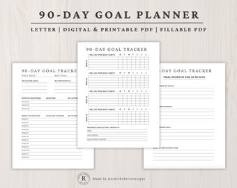 90-Day Goal Planner: Printable Productivity Tracker (Letter Size PDF)