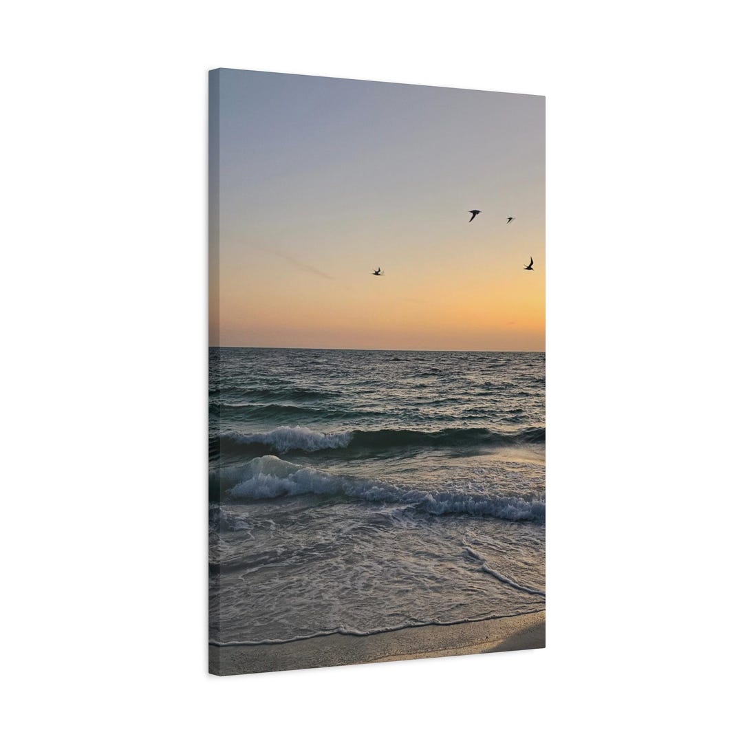Seagulls Over Ocean Sunset Canvas | 20" X 30" Matte Stretched Wall Art ...