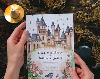 Fairytale Castle Wedding Invitation Template - Enchanted Storybook Design | Instant Download | Editable PDF