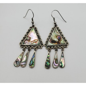 Vintage ALPACA  Sterling Silver  Dangle Earrings Made in Mexico