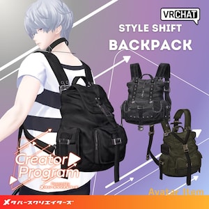VRChat Avatar Accessory -StyleShift Backpack (3 Styles inklusive: Casual, Punk, Tech) - SE6
