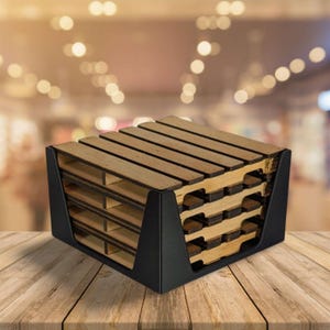 Wooden Pallet Coaster Set with 3D Printed Holder - Laser Cut, Handmade in Australia