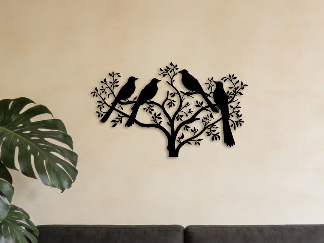 Birds on Tree Metal Wall Decor, Nature Inspired Wall Art, Rustic ...