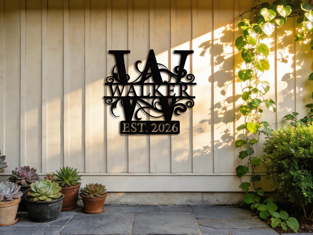 House Gate Names Metal Gate Name Sign Custom Family Monogram With Established Year ...