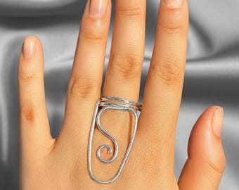 Silver Splint Ring for Arthritis - Minimalist Joint Support Jewelry - Adjustable EDS Hypermobility Ring - Silver Swan Neck Finger Splint