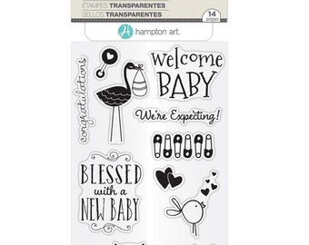 Hampton Art Clear Stamp Set Janet Dunn - Welcome Baby SC0774