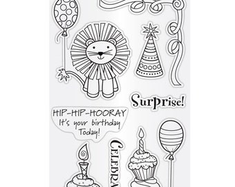 Hampton Art Clear Stamp Set Hot Air Balloon - Happy Birthday SC0772