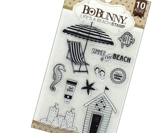 Bo Bunny Clear Acrylic Rubber Stamp Set - Life's a Beach