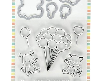 Hampton Art Clear Stamp & Die Set Birthday Balloons - Up We Go