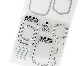 Hampton Art Clear Stamp & Die Set - Made with Love Mason Jars SC0769