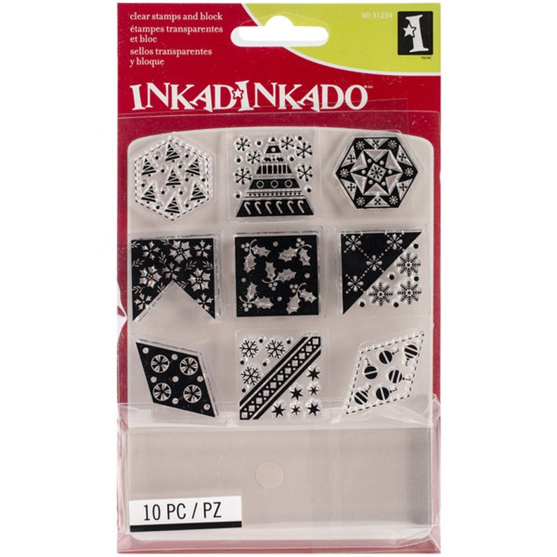 Inkadinkado Clear Stamp Set with Stamping Block Inchies Etsy