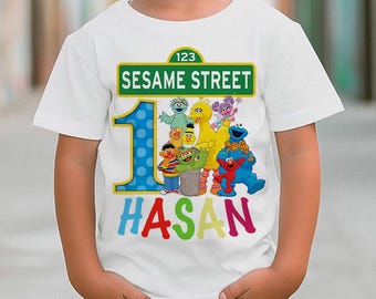 Customized Name Elmo & Friends Christmas Keepsake, Birthday Gift For Kids, Elmo Gift For Birthday Boy Birthday Girl, Sesame Street Shirt