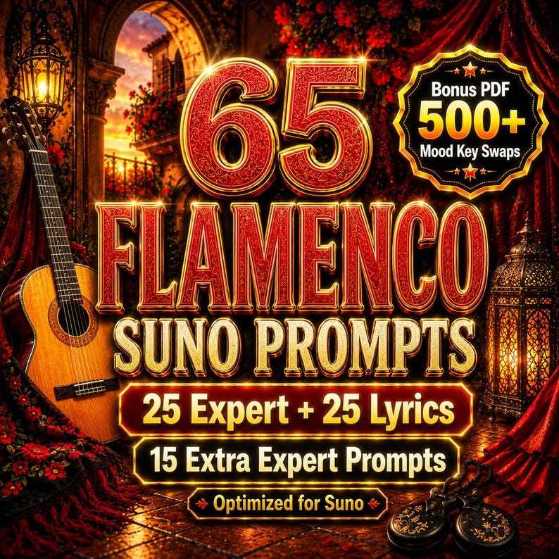 Sugerencias musicales de flamenco con IA para Suno/Experto, letras, sugerencias de ambiente poco comunes (descarga digital) imagen 1