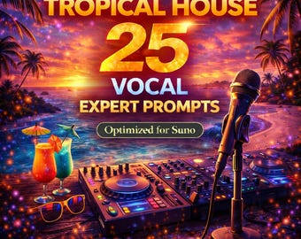 Tropical House Vocal Prompts voor Suno | 25 deskundige AI-muziekprompts