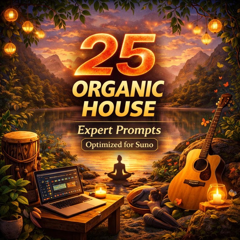 25 Organic House Expert Prompts + Lyrics Prompts (PDF Download) image 1