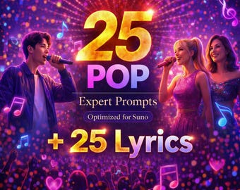 25 Pop Songwriting Prompts for Suno | Lyrics & Production Guide (PDF)