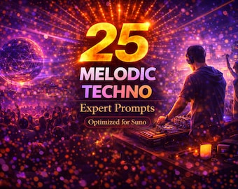 25 Melodic Techno Expert Prompts for Suno (PDF Download)