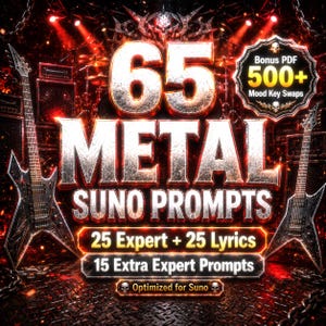 Metal Suno Prompts | 65 Expert, Lyrics, Rare Mood + 500 Key Swaps (Digital Download)