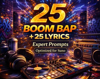 25 Boom Bap Expert Prompts + Lyrics Prompts (PDF Download)