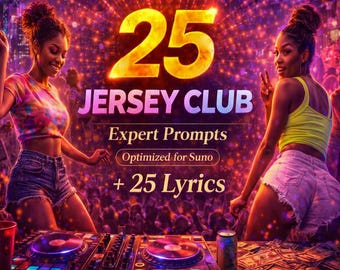 25 Jersey Club Expert Prompts for Suno + 25 Lyrics (Digital Download)