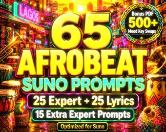 Suggerimenti musicali Afrobeat AI per Suno / Esperto, Testi, Atmosfere rare (Download digitale)