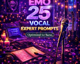 Emo Vocal Prompts for Suno | 25 Expert AI Music Prompts