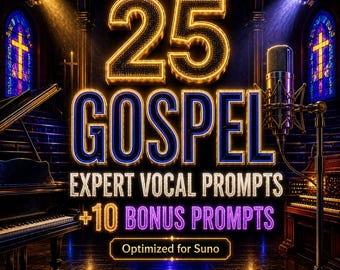 Gospel Vocal Prompts for Suno | 25 Expert AI Music Prompts