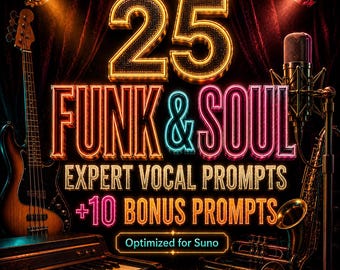 Funk and Soul Vocal Prompts for Suno | 25 Expert AI Music Prompts
