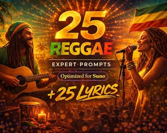 Reggae Songwriting Prompts for Suno | 50 Expert Prompts (PDF Download)