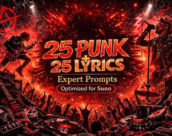 25 Punk Expert Prompts for Suno + Lyrics Prompts (PDF)
