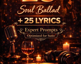 25 Soul Ballad Expert Prompts + Songtexte (Suno AI Music) (PDF)