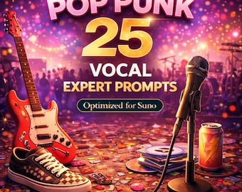 Vocale poppunk-prompts voor Suno | 25 deskundige AI-muziekprompts