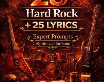 Hard Rock AI Music Prompts + Lyrics Pack (PDF Download)