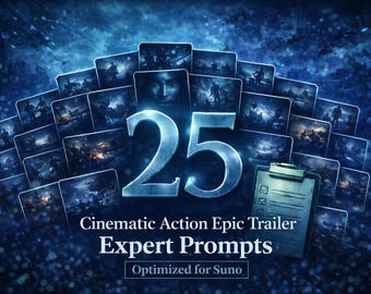 Trailer epico d'azione cinematografica - 25 suggerimenti di esperti Suno in formato PDF / Progetto musicale per trailer ibrido