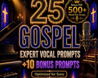 Gospel Vocal Prompts for Suno | 35 Expert AI Music Prompts + Mood Key Swaps